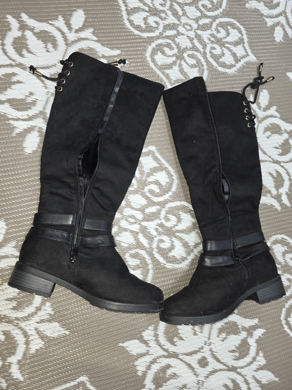 Michael Kors Black Over-The-Knee Lace-Up Zip Boots